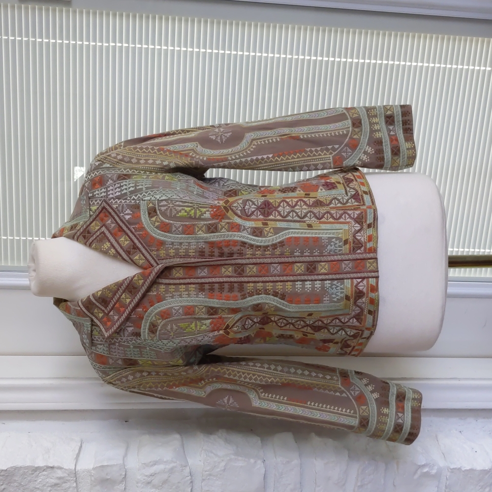 Live with Passion Coldwater Creek Southwestern Boho Cotton Embroidered Jacket